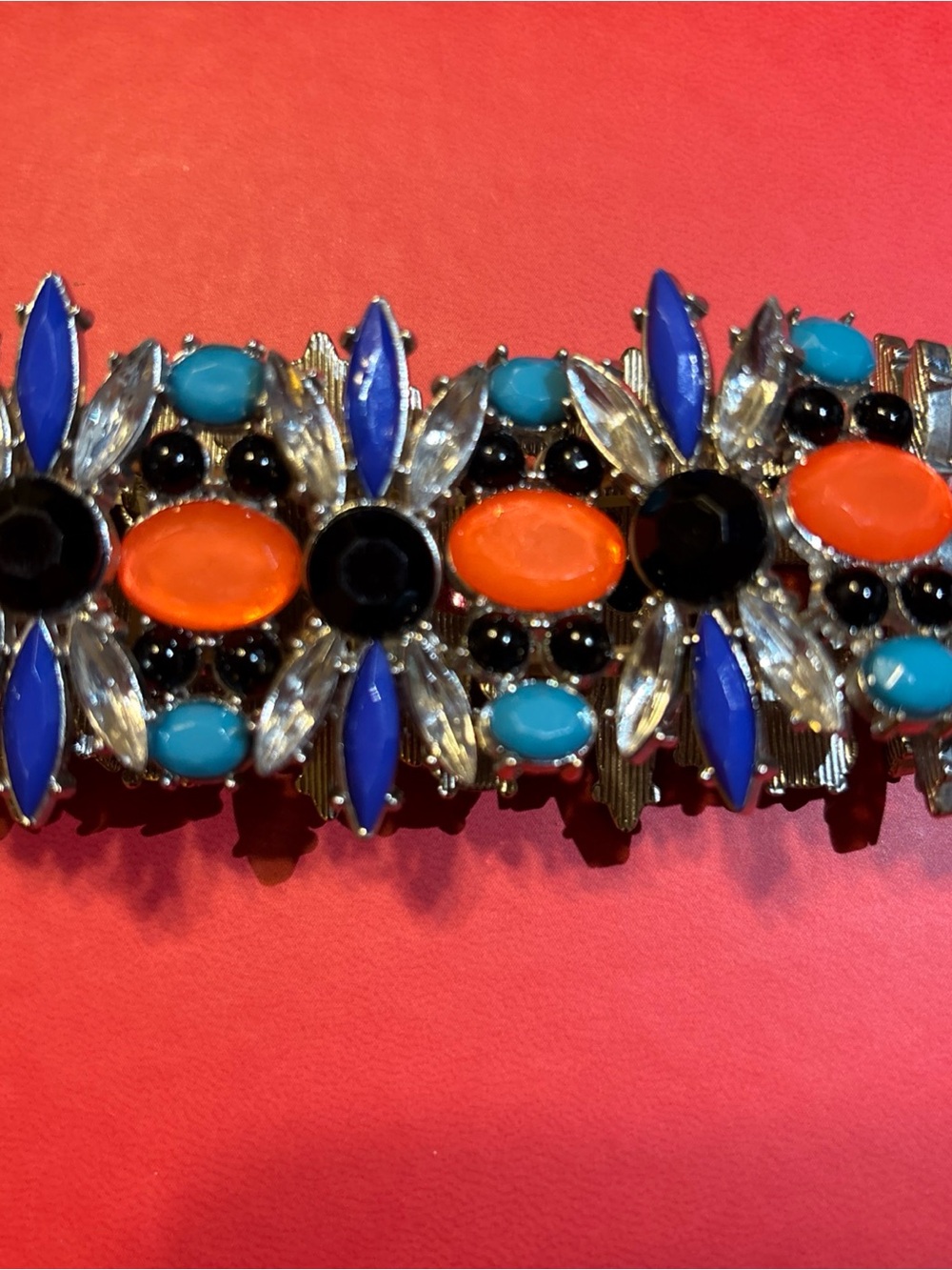 Multi-GemStones Statement Stretch Bracelet 6.5 Diameter Multicolored